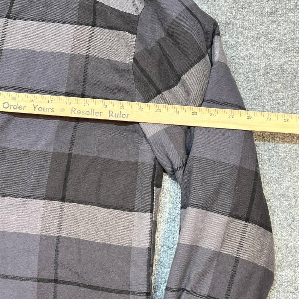 Troll Co Jacket Mens Large Gray Plaid Flannel Hooded Sherpa Lined Parka Snap
